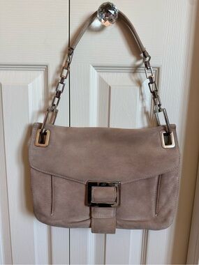 ROGER VIVIER | Metro Suede Buckle Shoulder Bag